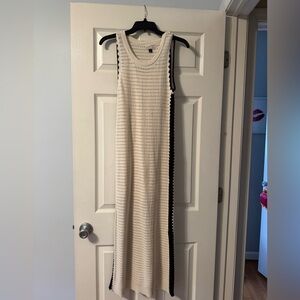 Universal Thread Cream Crochet Maxi Dress with Black Side Trim